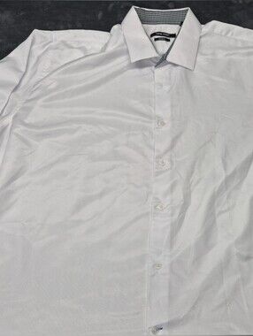 Men’s NINE WEST Button Up White & Black  Accent Cuffs Size XL ClassFit 17-17 1/2
